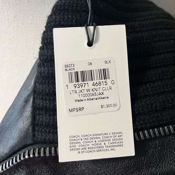 Coach Leather Moto Jacket with Knit Collar - Picture 8 of 16